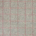 Grey Red Check Herringbone Wool Tweed – 405