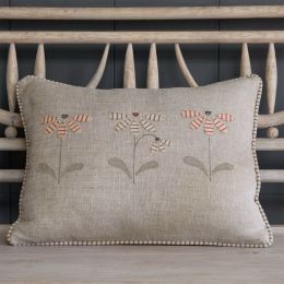 Appliqued Linen Echinacea Cushion