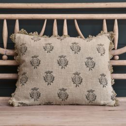 Charcoal Pomegranate Rustic Linen Cushion