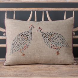 Embroidered Guinea Fowl Cushion