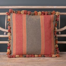 Jodhpur Stripe Cotton Cushion with Tassels 48 x 48cm