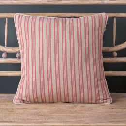 Rusty Rose Beech Ticking Stripe Cushion