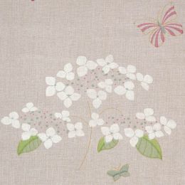 Hand-printed Ivory Hydrangea & Butterflies Linen – 310