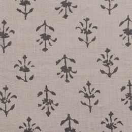 Charcoal Moonflower Printed Linen