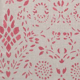 linen fabric printed all over with a red indian inspired motif
