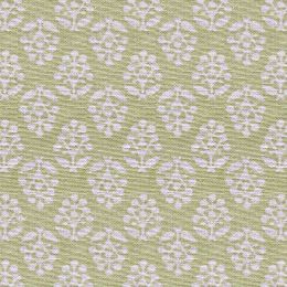 Green cotton fabric printed with a white sprig design