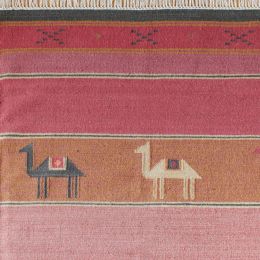 Hand-woven Wool Kilim - Pushkar Rose - Medium