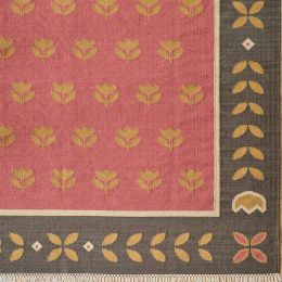 Hand-woven Wool Kilim - Red Gold Tulip - Medium