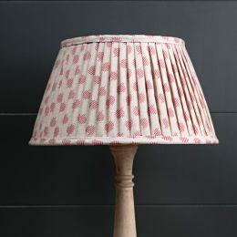 Hand-printed, pleated lampshade in our Rose Red Nina fabric.