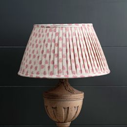 Hand-printed pleated lampshade in our Rose Red Nina fabric.