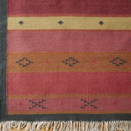 Hand-woven Wool Kilim - Damson Jaisalmer Stripe - Large
