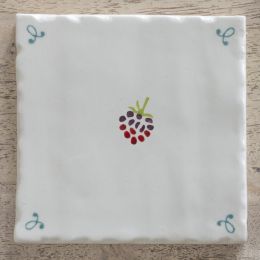 hand painted and hand made blackberry design tile