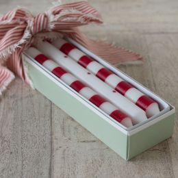 Christmas Red Stripe & Spot Hand-painted Candles