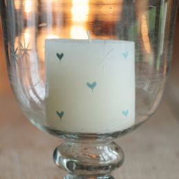 Hand-painted scented pillar candle - Blue Heart 3"