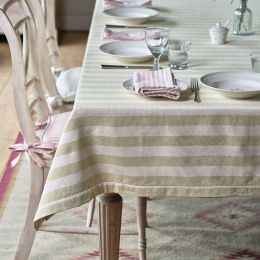 Summer Green Wide Stripe Tablecloth - Medium