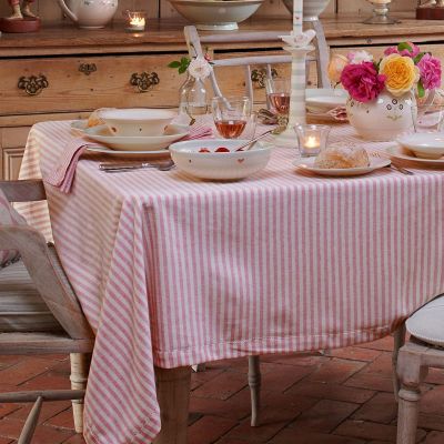 Red Ivory Stripe Tablecloth - Large