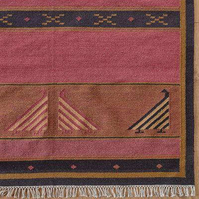 Hand-woven Wool Kilim Runner - Indian Bird Rose - Sample