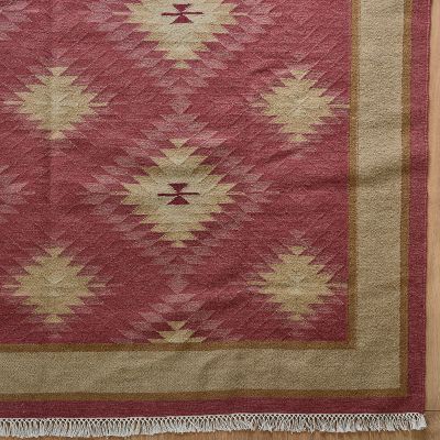 Sample - Hand-woven Wool Kilim - Red Shimla 4