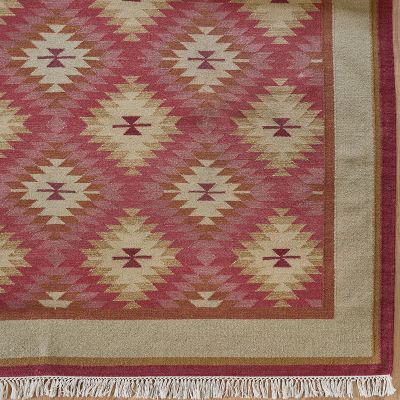 Sample - Hand-woven Wool Kilim - Red Shimla 5