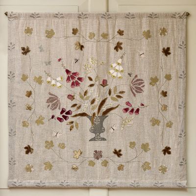 Embroidered Foxgloves & Tulips Wallhanging
