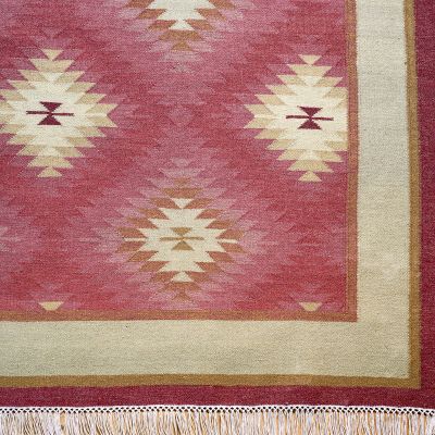 Hand-woven Wool Kilim - Indian Red Shimla - Large