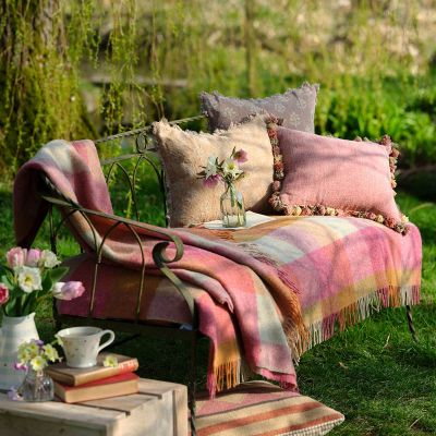 Rose Saffron Harlequin Shetland Wool Throw