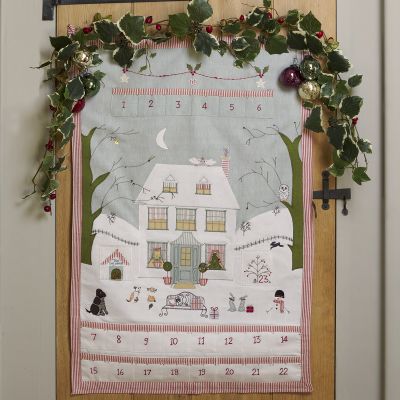 Hand-embroidered Christmas House Advent Calendar