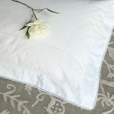Handmade Oxford Pillowcase with lace edge.