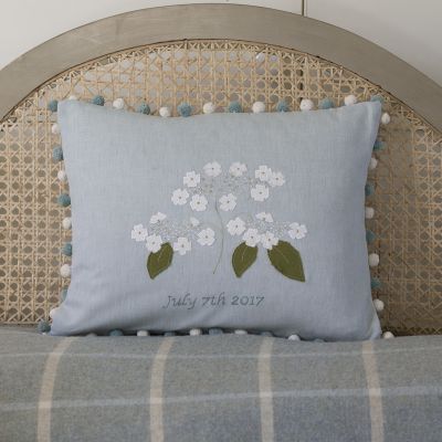 Personalised Embroidered Lacecap Hydrangea Cushion