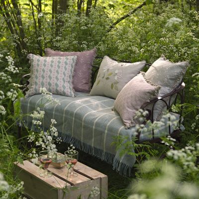 Blue Pink Bloomsbury Linen Cushion