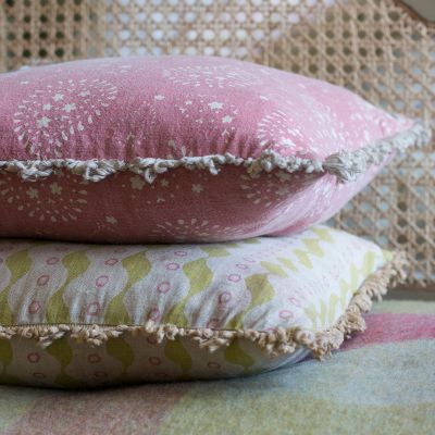 Green Pink Bloomsbury Linen Cushion