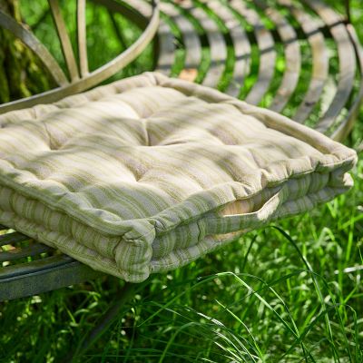 Beech Green Ticking Stripe Box Cushion