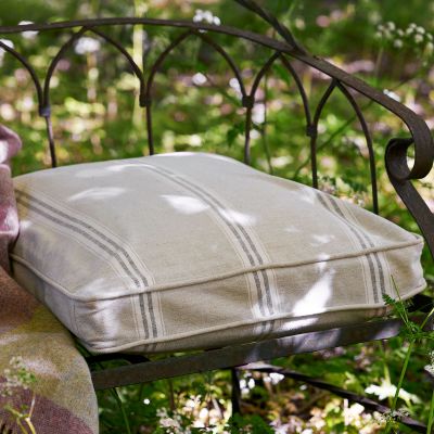 Large Charcoal Gustavian Stripe Garden Cushion