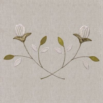 Pair of Curtains in Grey Embroidered Rosebud 192cm (W) x 220cm (L)
