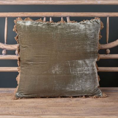 SECONDS - Large Smokey Green Velvet Cushion