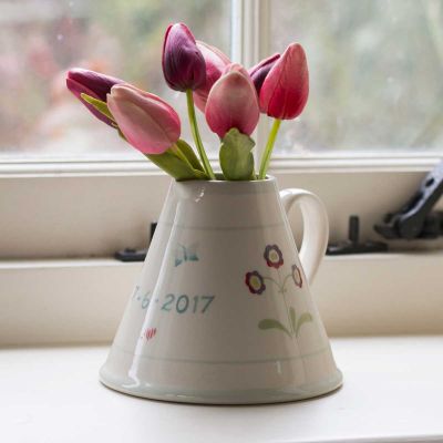 Personalised Dark Red Auricula Baby Pitcher