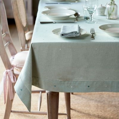 Duck Egg White Spot Tablecloth – Medium