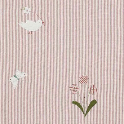 Pink Bird & Flower Cotton Embroidered Panel – 129