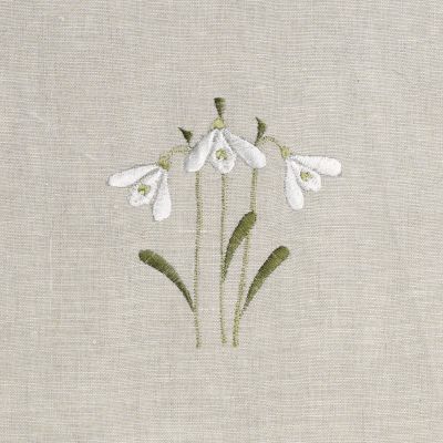 Snowdrop Embroidered Linen 3m Panel - 138