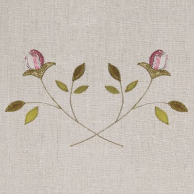Pink Rosebud Embroidered Linen Panel – 142