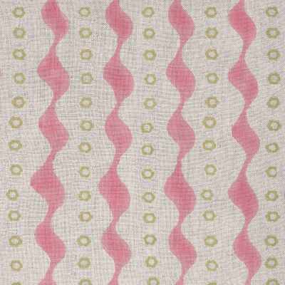 Hand-printed Pink Green Bloomsbury Linen Fabric – 331P