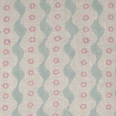 Hand-printed Blue Pink Bloomsbury Linen – 332