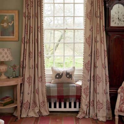 Pair of Curtains in Indian Red Akansha  160cm (W) x 250cm (L)
