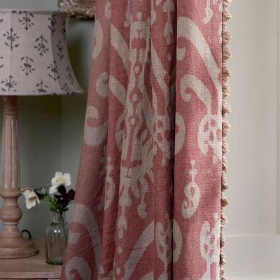 Hand-printed Indian Red Earth Sacha Linen - 360RE (stonewashed) 2.7m Panel