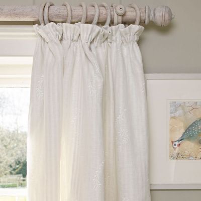 Single Curtain in Large Shalini Embroidered Linen Voile 120cm (W) x 231cm (L)