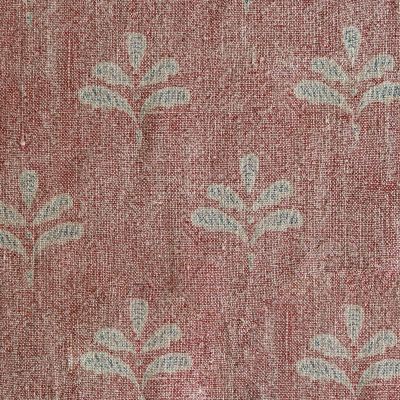 Hand-printed - Red Earth Reverse leaf Linen - 358RE (stonewashed) - 2.7m Panel