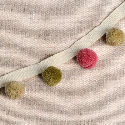 Olive, Rusty Rose and Jute Pom Poms