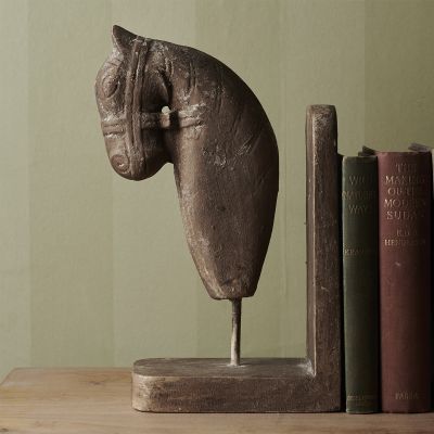 Hand-carved Horses Head Book End