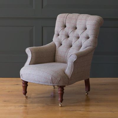 Button Back Armchair - Wool or Velvet