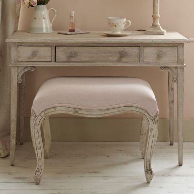 Ex Display Small Cabriole Stool - Pale Rose cotton